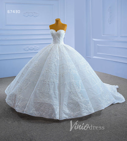 Luxury Strapless Ball Gown Sparkly Beaded Wedding Dress 67430 Viniodress-wedding dresses 2025 -Viniodress-Ivory-Custom Size-