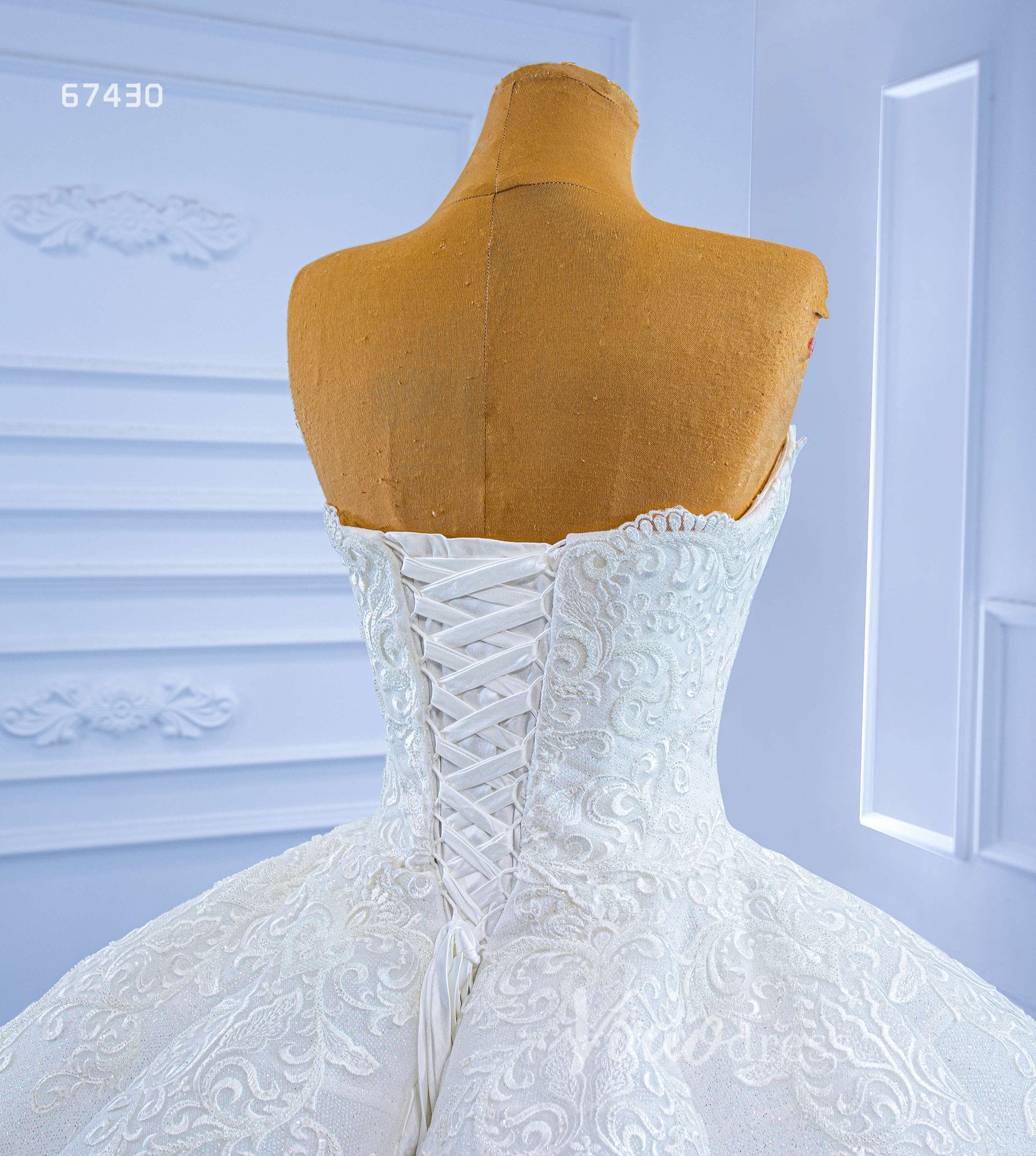 Luxury Strapless Ball Gown Sparkly Beaded Wedding Dress 67430 Viniodress-wedding dresses 2025 -Viniodress-Ivory-Custom Size-