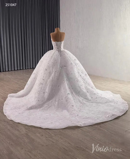 Luxury Strapless Ball Gown Wedding Dress Plus Size Chapel Train 251047-wedding dresses 2025 -Viniodress-Ivory-Custom Size-