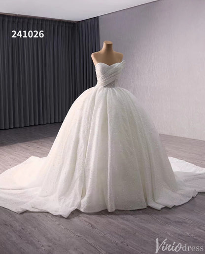 Luxury Strapless Beaded Wedding Gown Sparkly Ivory Bridal Dress 241026-wedding dresses 2025 -Viniodress-Ivory-Custom Size-