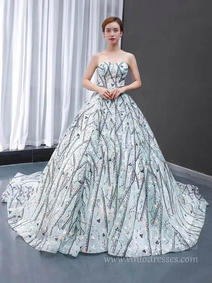 Luxury Vintage Beaded Floral Ball Gown with Long Sleeves FD1762 viniodress-prom dresses 2025 -Viniodress-As Picture-Custom Size-