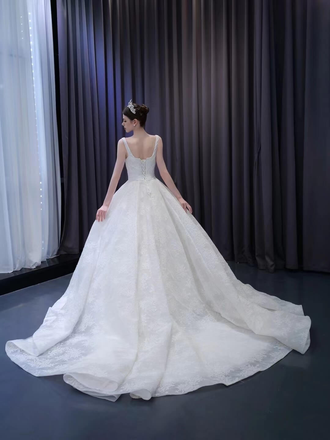 Luxury White Lace Ball Gown Wedding Dresses Corset Back 231127-wedding dresses 2025 -Viniodress-Ivory-Custom Size-