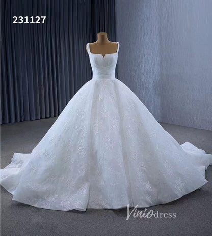 Luxury White Lace Ball Gown Wedding Dresses Corset Back 231127-wedding dresses 2025 -Viniodress-Ivory-Custom Size-