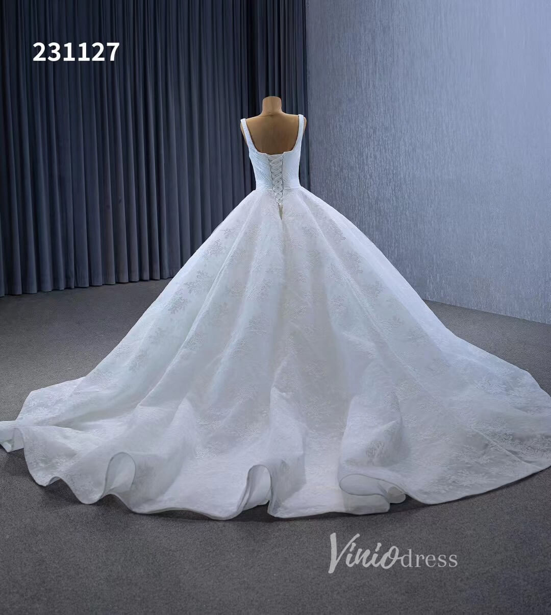 Luxury White Lace Ball Gown Wedding Dresses Corset Back 231127-wedding dresses-Viniodress-Viniodress