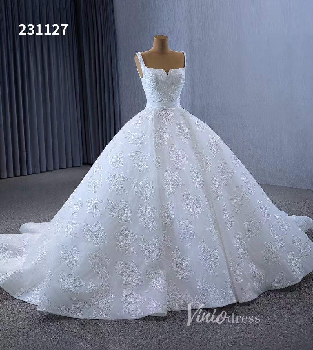 Luxury White Lace Ball Gown Wedding Dresses Corset Back 231127-wedding dresses-Viniodress-Viniodress