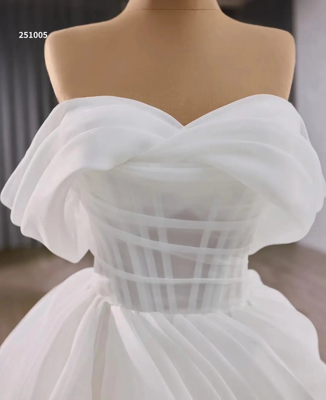 Luxury White Tiered Wedding Dress Boned Bodice, Off the Shoulder Bridal Gown 251005-wedding dresses 2025 -Viniodress-Ivory-Custom Size-