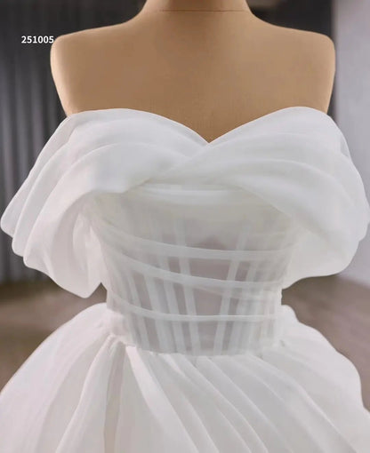 Luxury White Tiered Wedding Dress Boned Bodice, Off the Shoulder Bridal Gown 251005-wedding dresses 2025 -Viniodress-Ivory-Custom Size-
