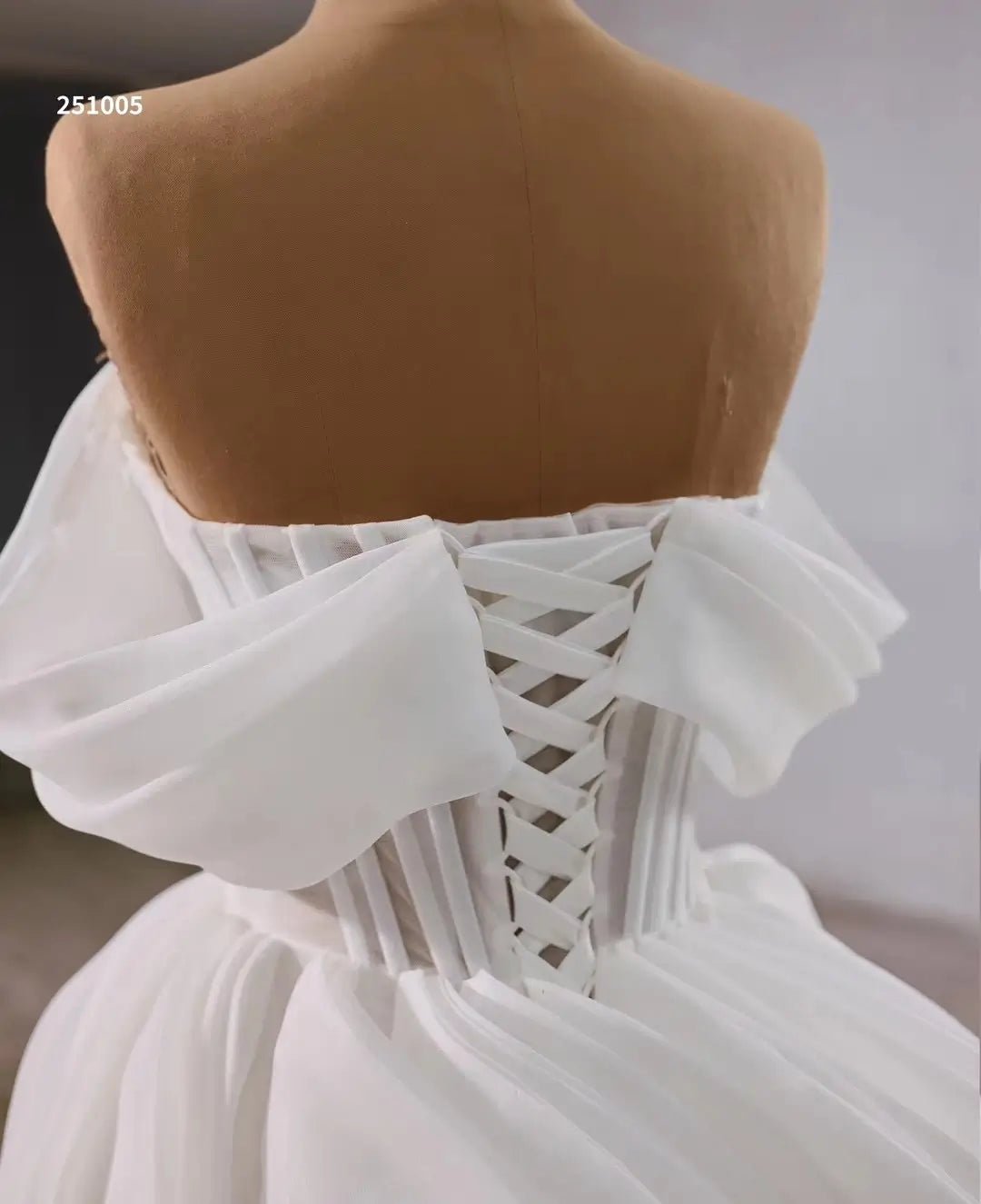 Luxury White Tiered Wedding Dress Boned Bodice, Off the Shoulder Bridal Gown 251005-wedding dresses 2025 -Viniodress-Ivory-Custom Size-