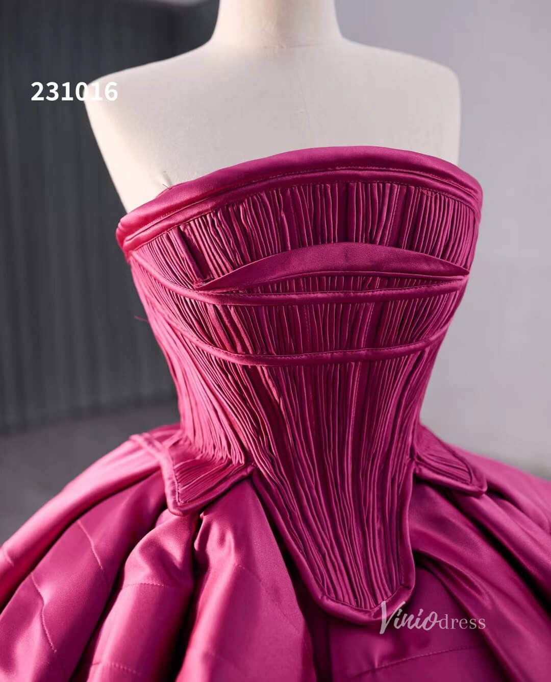 Magenta Tiered Ruffled Homecoming Dresses Strapless Short Prom Dress 231016-prom dresses 2025 -Viniodress-Magenta-Custom Size-