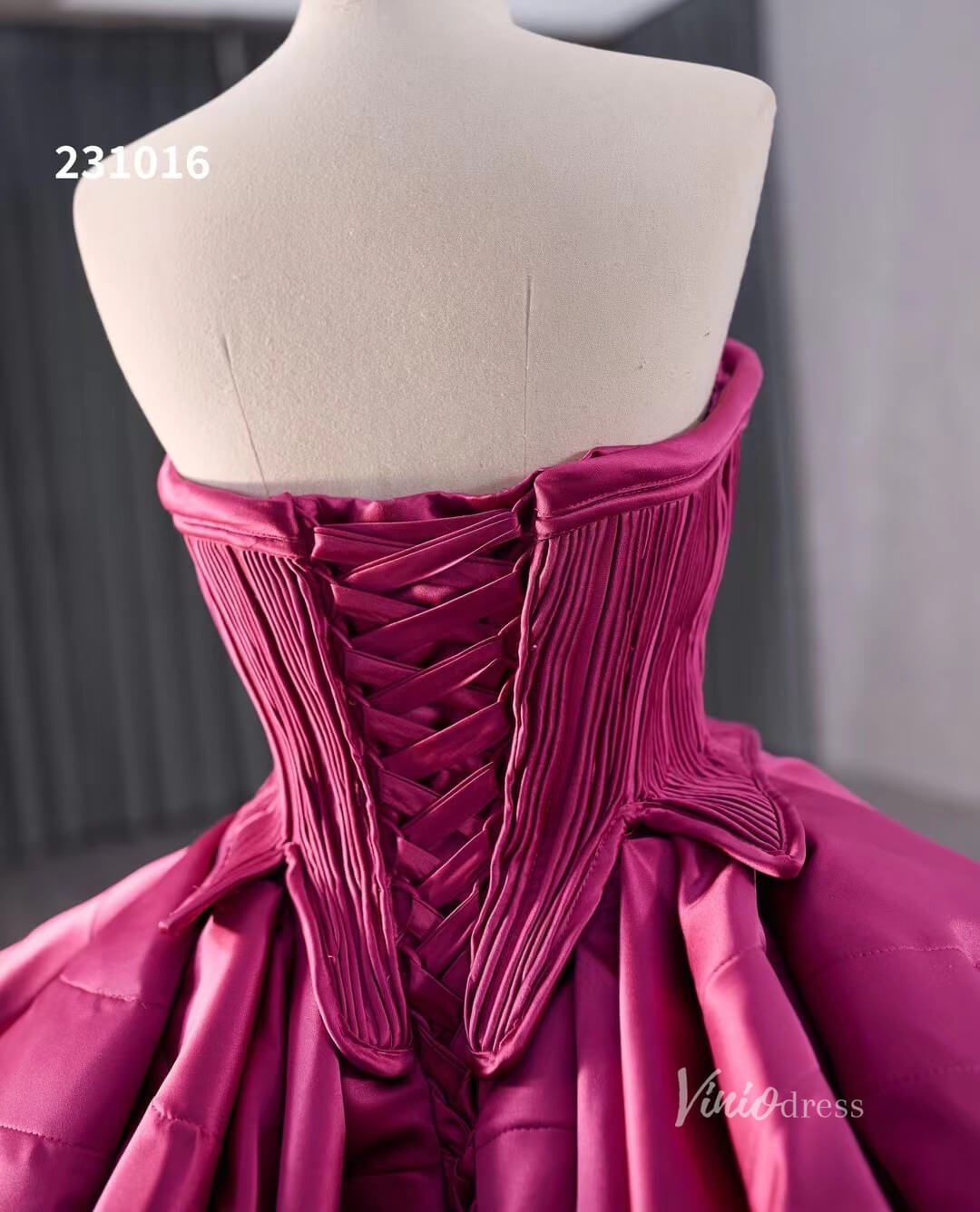 Magenta Tiered Ruffled Homecoming Dresses Strapless Short Prom Dress 231016-prom dresses 2025 -Viniodress-Magenta-Custom Size-