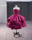 Magenta Tiered Ruffled Homecoming Dresses Strapless Short Prom Dress 231016-prom dresses-Viniodress-Viniodress