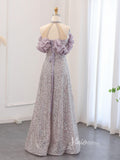 Mauve Beaded Ruffled Prom Dresses Hlater Neck Evening Dress AD1178-prom dresses-Viniodress-Viniodress