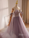 Mauve Pearl String Tulle Prom Dresses 2024 Spaghetti Strap Bow-Tie 90014-prom dresses-Viniodress-Viniodress