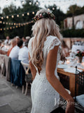 Mermaid Bohemian Wedding Dresses with Cap Sleeves Viniodress VW1107-wedding dresses-Viniodress-Viniodress