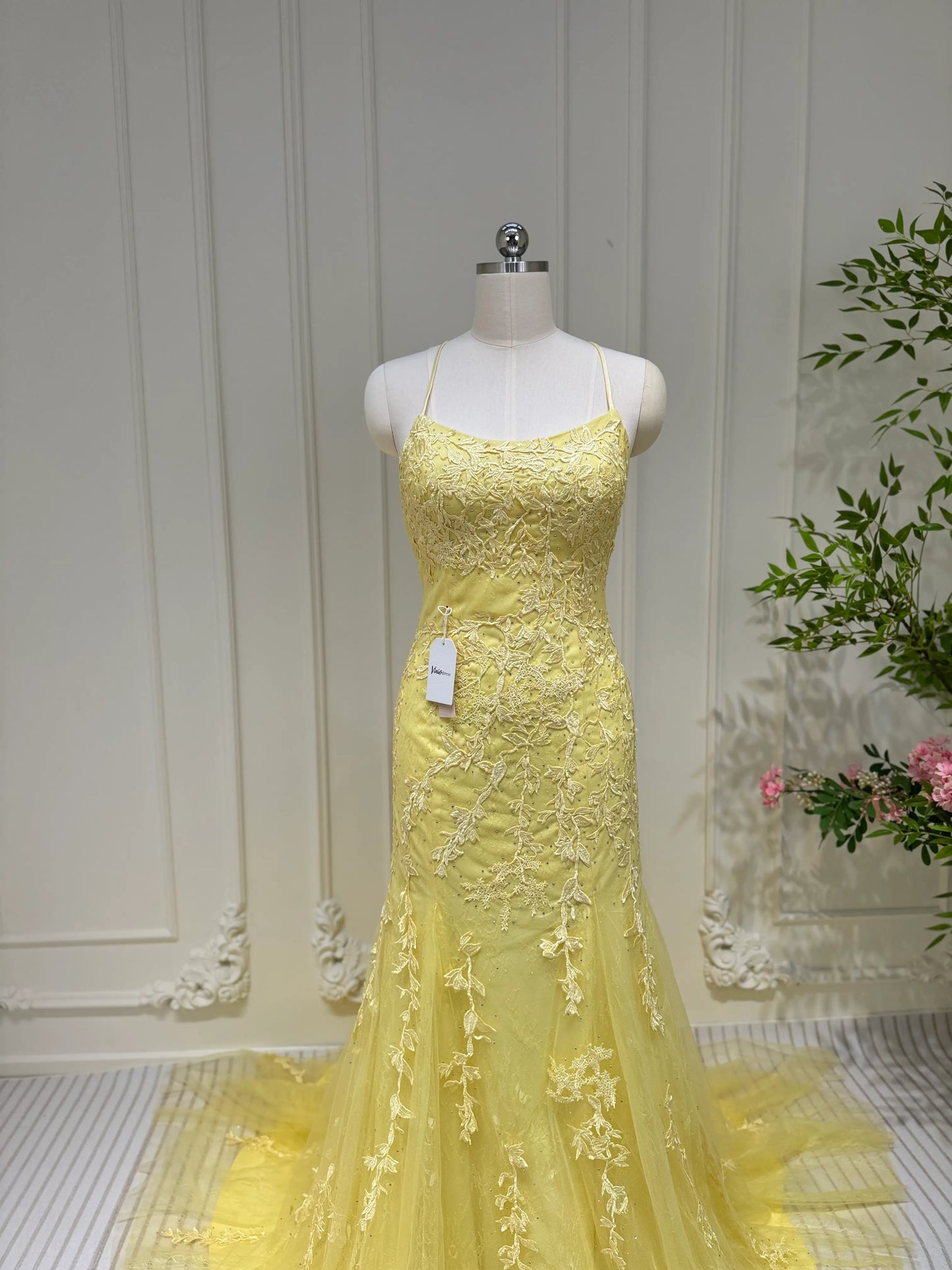 Mermaid Lace Long Prom Dresses Spaghetti Strap Backless Formal Dresses FD1250-prom dresses 2025 -Viniodress-Light Blue-Custom Size-