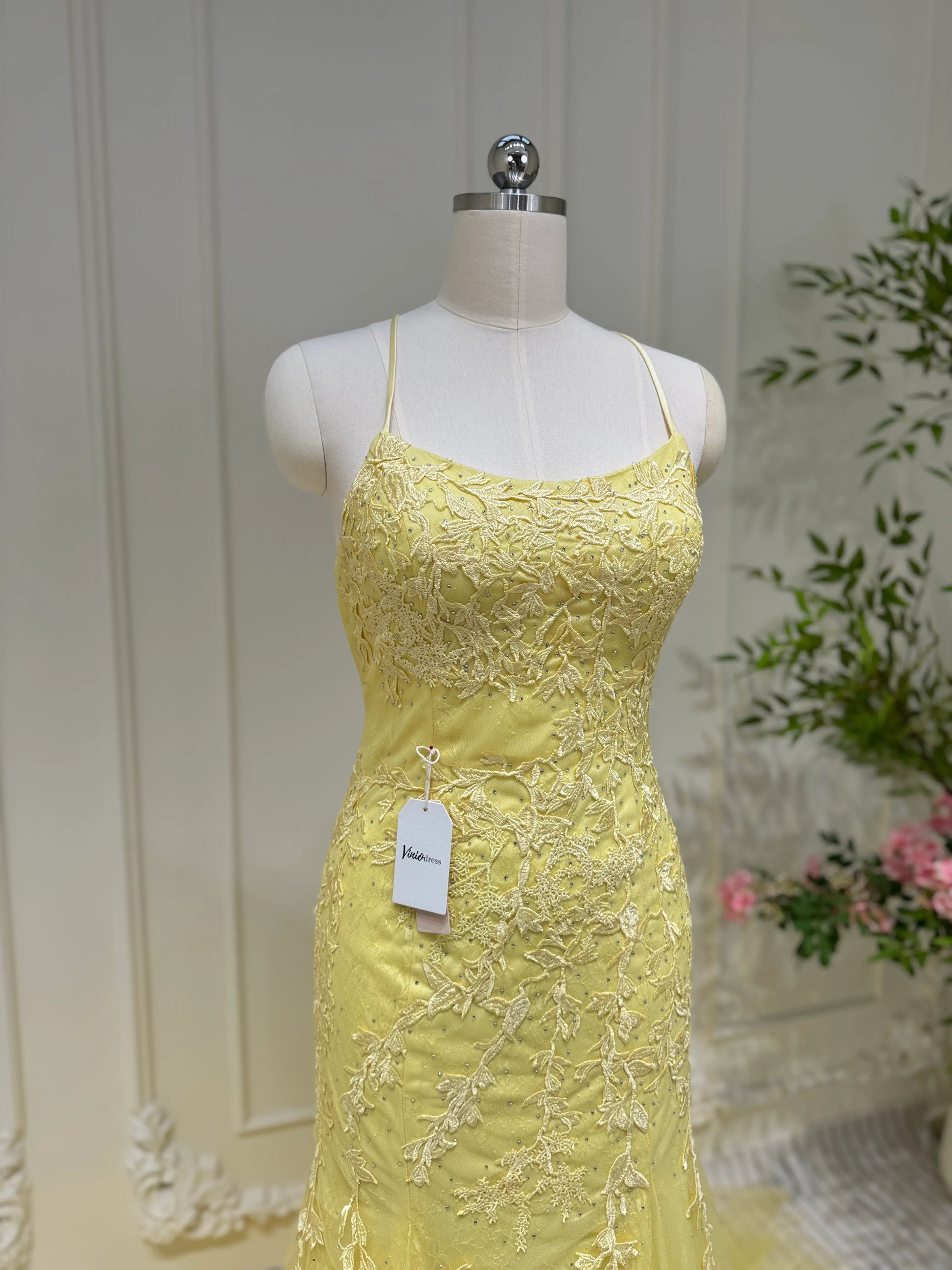 Mermaid Lace Long Prom Dresses Spaghetti Strap Backless Formal Dresses FD1250-prom dresses 2025 -Viniodress-Light Blue-Custom Size-