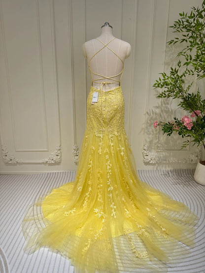 Mermaid Lace Long Prom Dresses Spaghetti Strap Backless Formal Dresses FD1250-prom dresses 2025 -Viniodress-Light Blue-Custom Size-