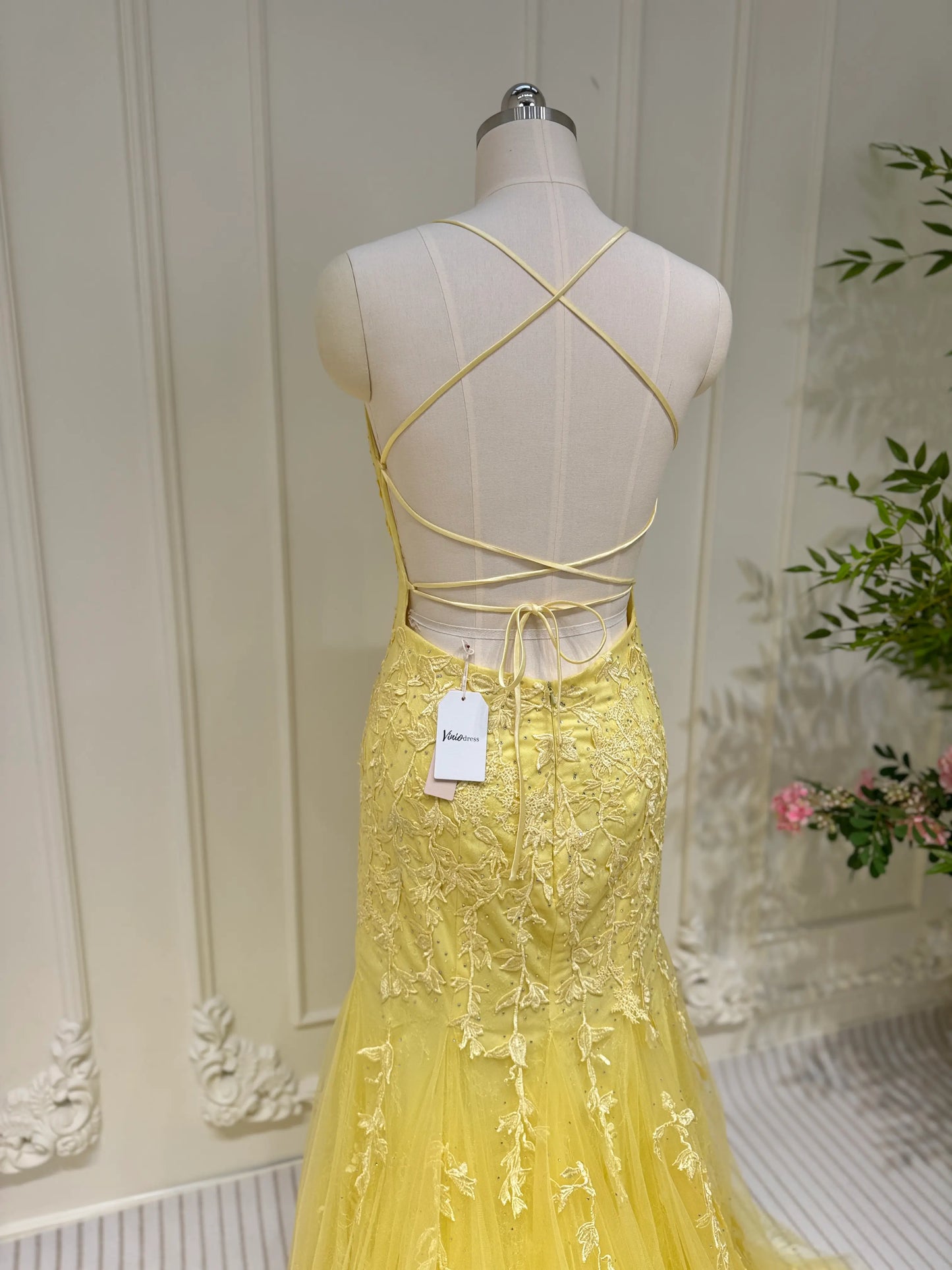 Mermaid Lace Long Prom Dresses Spaghetti Strap Backless Formal Dresses FD1250-prom dresses 2025 -Viniodress-Light Blue-Custom Size-