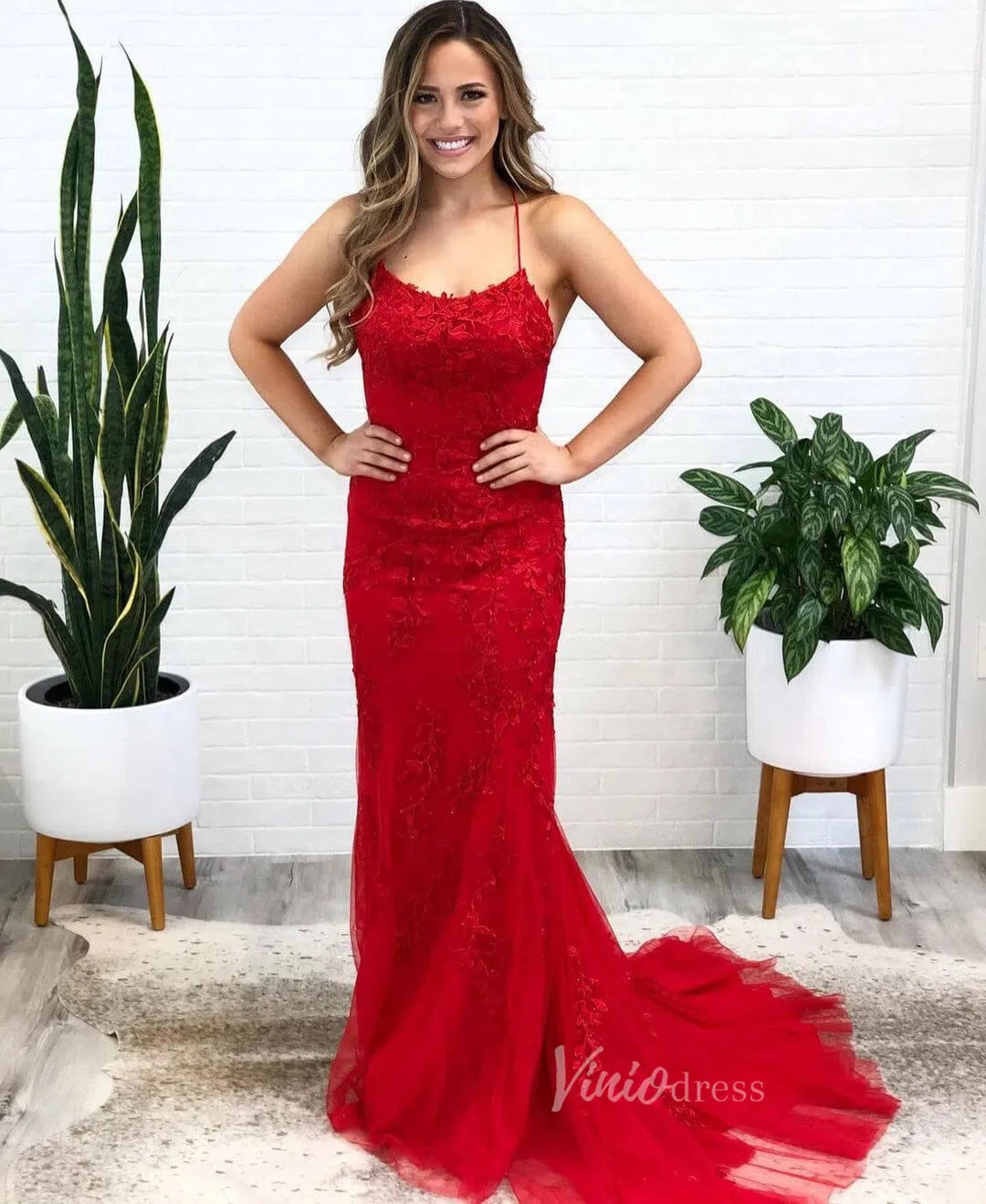 Mermaid Lace Long Prom Dresses Spaghetti Strap Backless Formal Dresses FD1250-prom dresses 2025 -Viniodress-Light Blue-Custom Size-