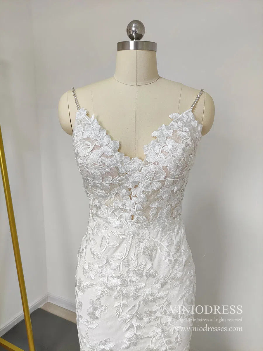 Mermaid Lace Wedding Dresses Backless Boho Wedding Dress Viniodress VW1118-wedding dresses 2025 -Viniodress-Ivory-Custom Size-