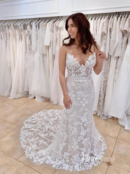 Mermaid Lace Wedding Dresses Backless Boho Wedding Dress Viniodress VW1118-wedding dresses 2025 -Viniodress-Ivory-Custom Size-