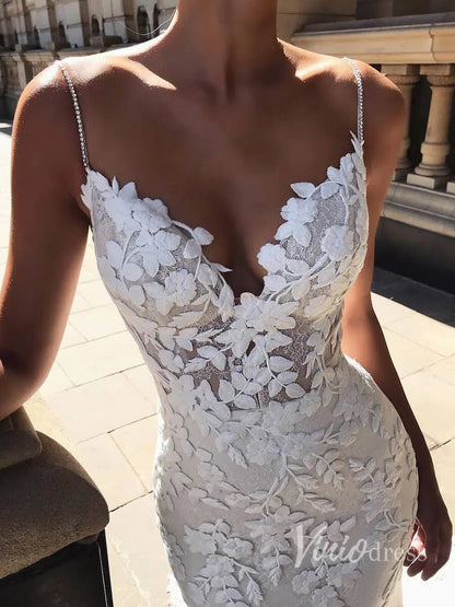 Mermaid Lace Wedding Dresses Backless Boho Wedding Dress Viniodress VW1118-wedding dresses 2025 -Viniodress-Ivory-Custom Size-