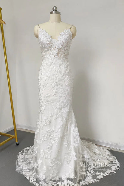 Mermaid Lace Wedding Dresses Backless Boho Wedding Dress Viniodress VW1118-wedding dresses 2025 -Viniodress-Ivory-Custom Size-