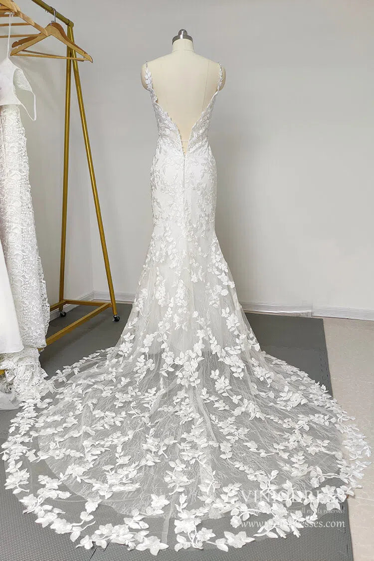 Mermaid Lace Wedding Dresses Backless Boho Wedding Dress Viniodress VW1118-wedding dresses 2025 -Viniodress-Ivory-Custom Size-