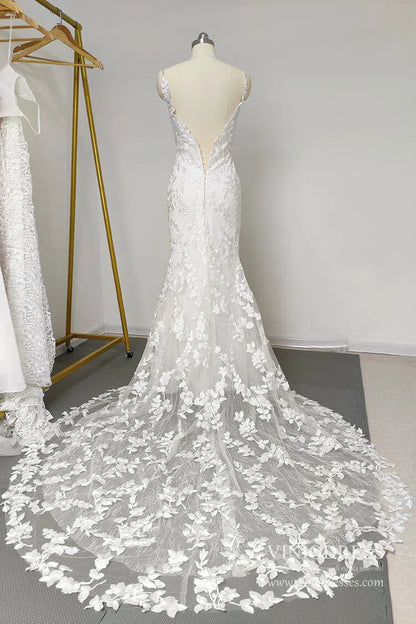 Mermaid Lace Wedding Dresses Backless Boho Wedding Dress Viniodress VW1118-wedding dresses 2025 -Viniodress-Ivory-Custom Size-