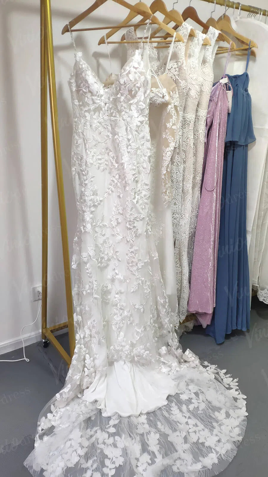 Mermaid Lace Wedding Dresses Backless Boho Wedding Dress Viniodress VW1118-wedding dresses 2025 -Viniodress-Ivory-Custom Size-