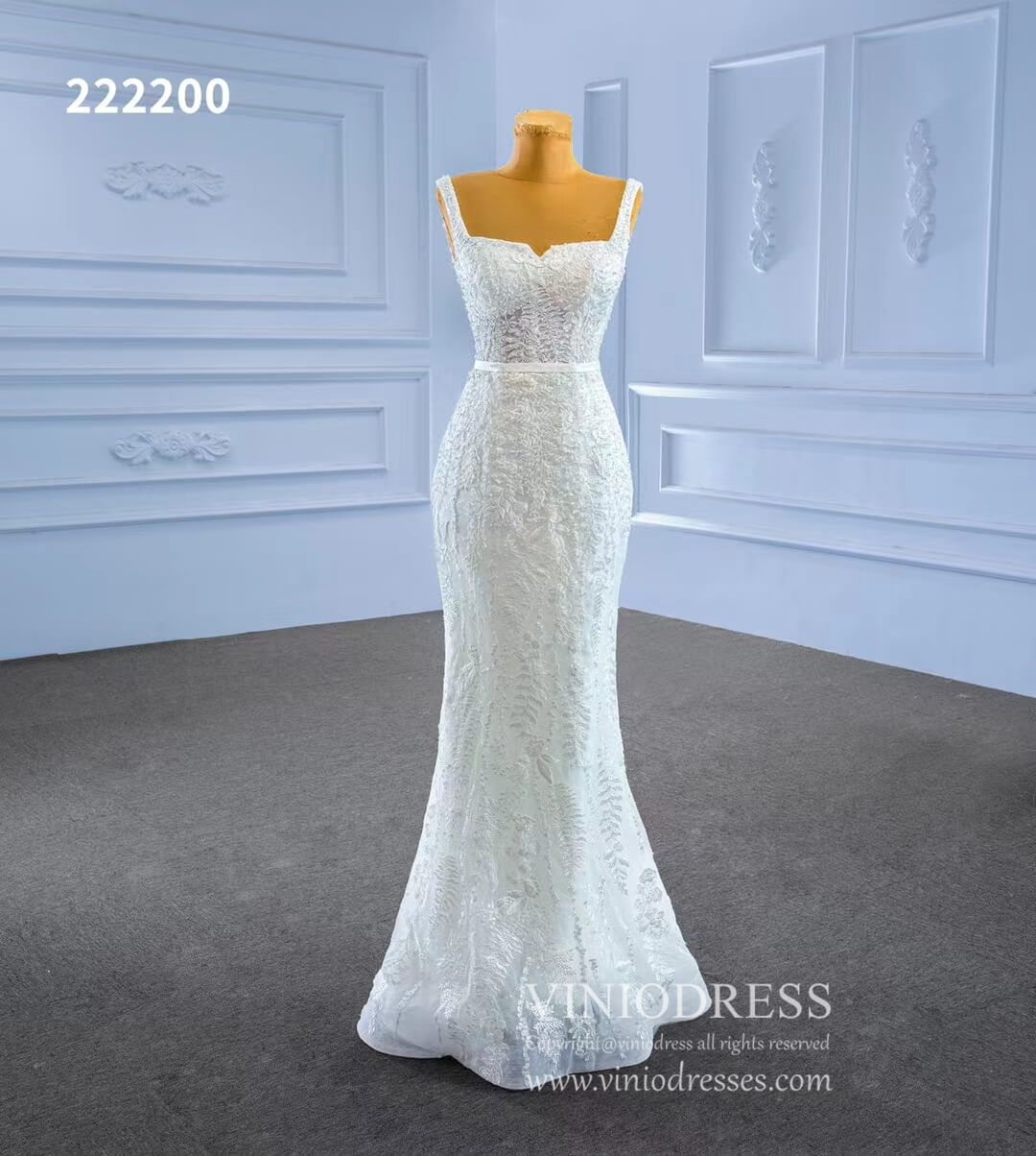 Mermaid Lace Wedding Dresses with Removable Overskirt 222200-wedding dresses 2025 -Viniodress-Ivory-Custom Size-