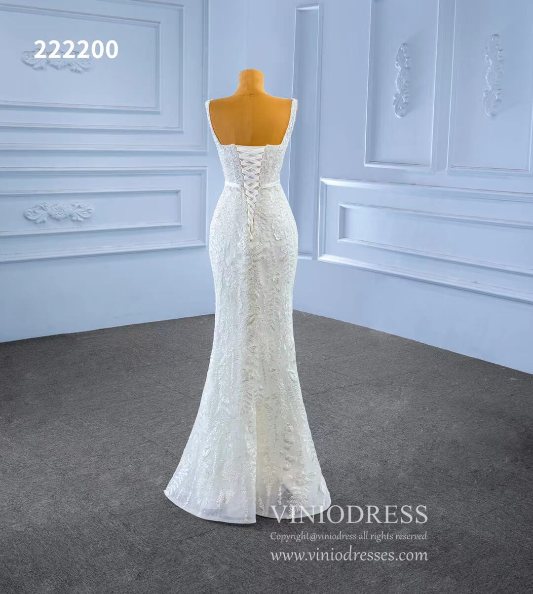 Mermaid Lace Wedding Dresses with Removable Overskirt 222200-wedding dresses 2025 -Viniodress-Ivory-Custom Size-