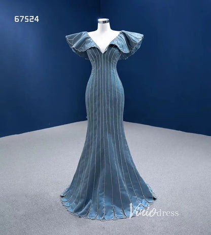 Mermaid Pageant Dress Beaded V-neck Formal Dresses 67524-prom dresses 2025 -Viniodress-As Picture-Custom Size-