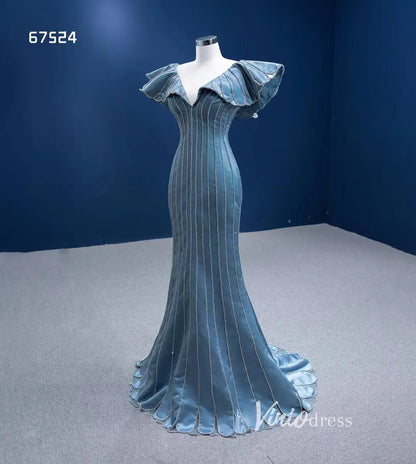 Mermaid Pageant Dress Beaded V-neck Formal Dresses 67524-prom dresses 2025 -Viniodress-As Picture-Custom Size-