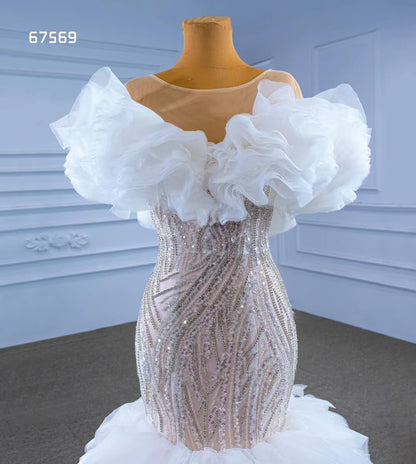 Mermaid Ruffle Wedding Dresses Layered Bridal Gown 67569-wedding dresses 2025 -Viniodress-Ivory-Custom Size-