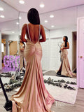 Mermaid Satin Prom Dresses with Slit Spaghetti Strap Evening Dress FD3657-prom dresses-Viniodress-Viniodress