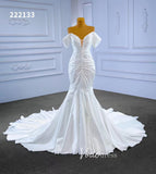 Mermaid Satin Wedding Dresses Off the Shoulder Bridal Dress 222133