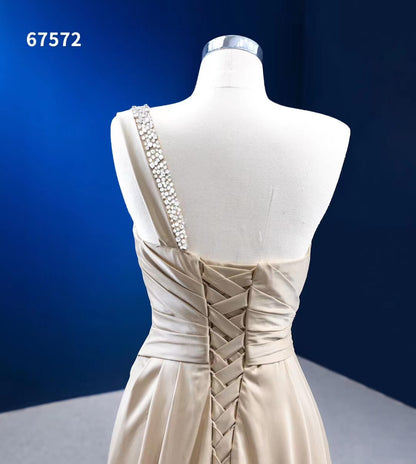 Mermaid Satin Wedding Dresses One Shoulder Formal Dress 67572-wedding dresses 2025 -Viniodress-Champagne-Custom Size-