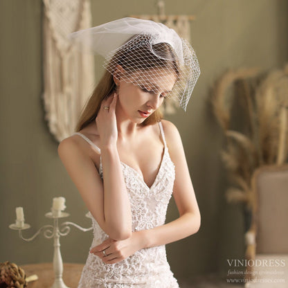 Mesh Birdcage Veil for Bride-Accessories 2025 -Viniodress-Ivory-