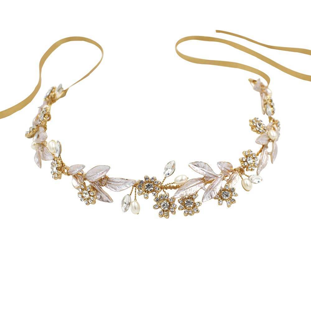 Metal Leaf Bridal Headband AC1197-Headpieces 2025 -Viniodress-Headband-