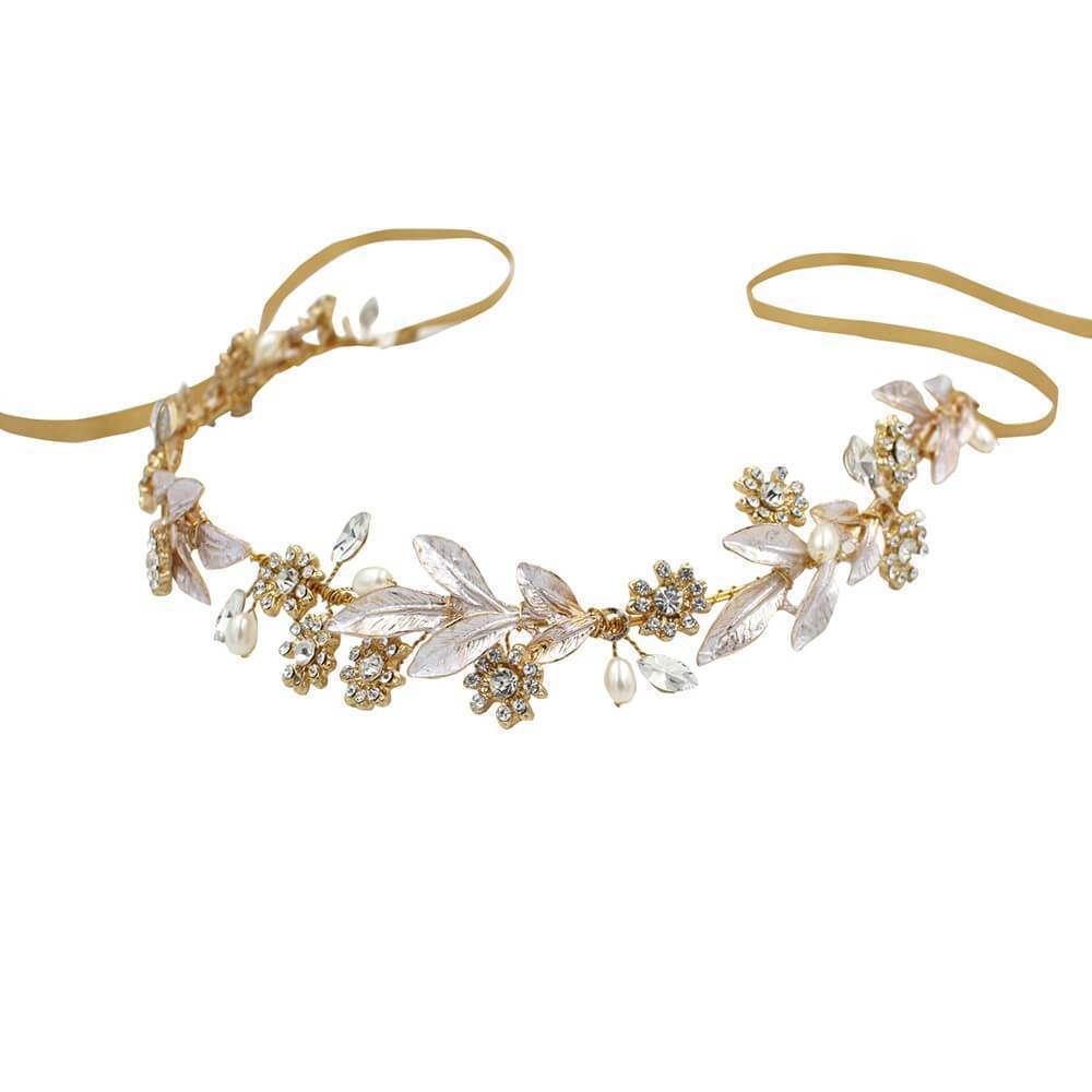 Metal Leaf Bridal Headband AC1197-Headpieces 2025 -Viniodress-Headband-