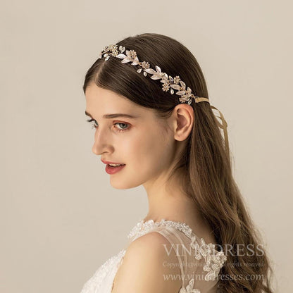 Metal Leaf Bridal Headband AC1197-Headpieces 2025 -Viniodress-Headband-