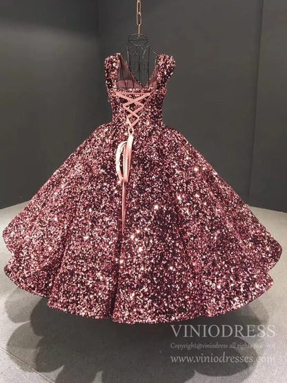 Midi Prom Dresses Shiny Cocktail Dress 66991 V-Neck-prom dresses 2025 -Viniodress-Pink-Custom Size-