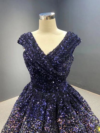 Midi Prom Dresses Shiny Cocktail Dress 66991 V-Neck-prom dresses 2025 -Viniodress-Pink-Custom Size-