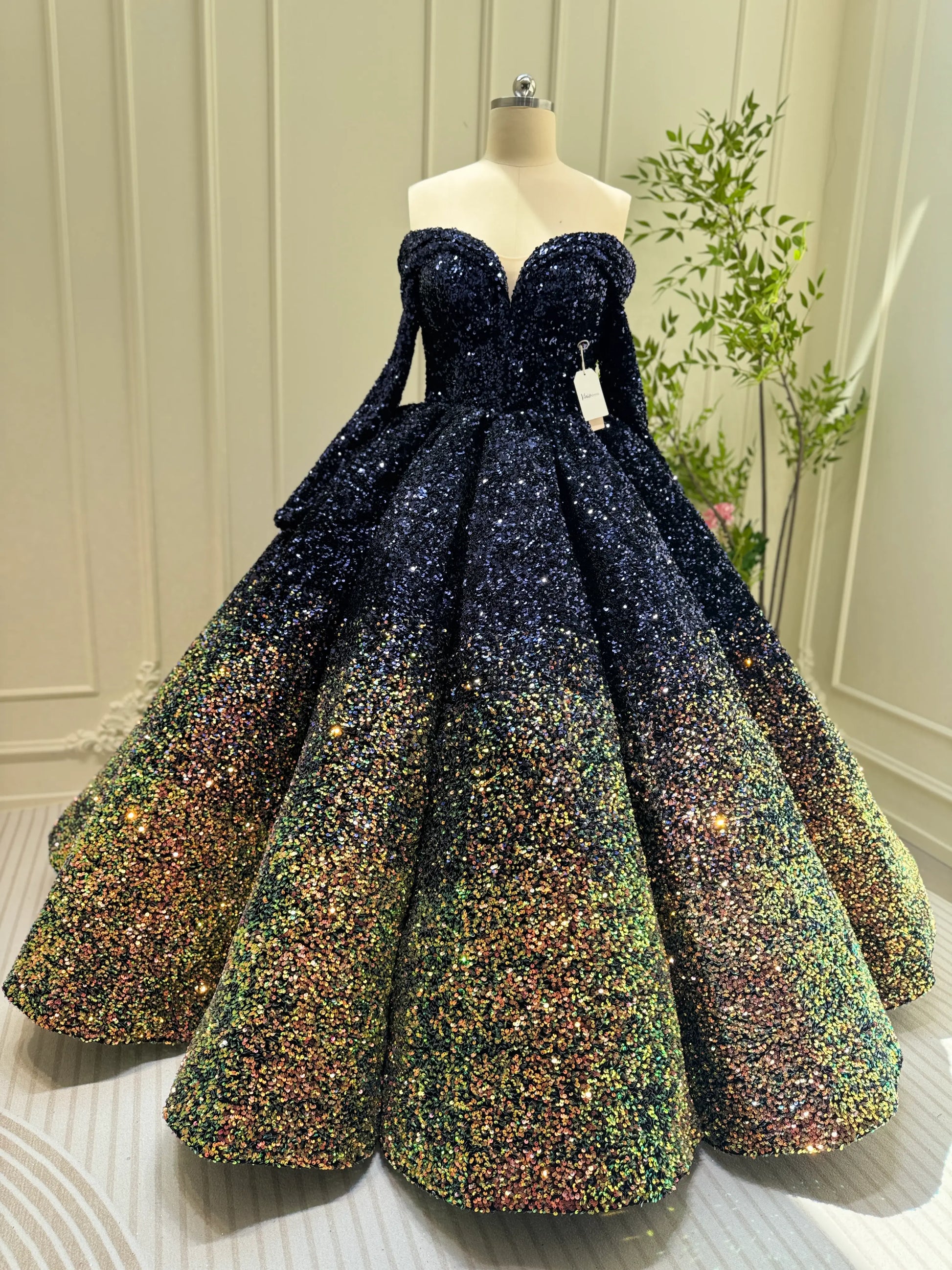 Midnight Ombre Glitter Ball Gown | Sequin Quinceaera & Debutante Dres Viniodress Midnight Ombre Glitter Ball Gown | Sequin Quinceaera & Debutante Dres Viniodress
