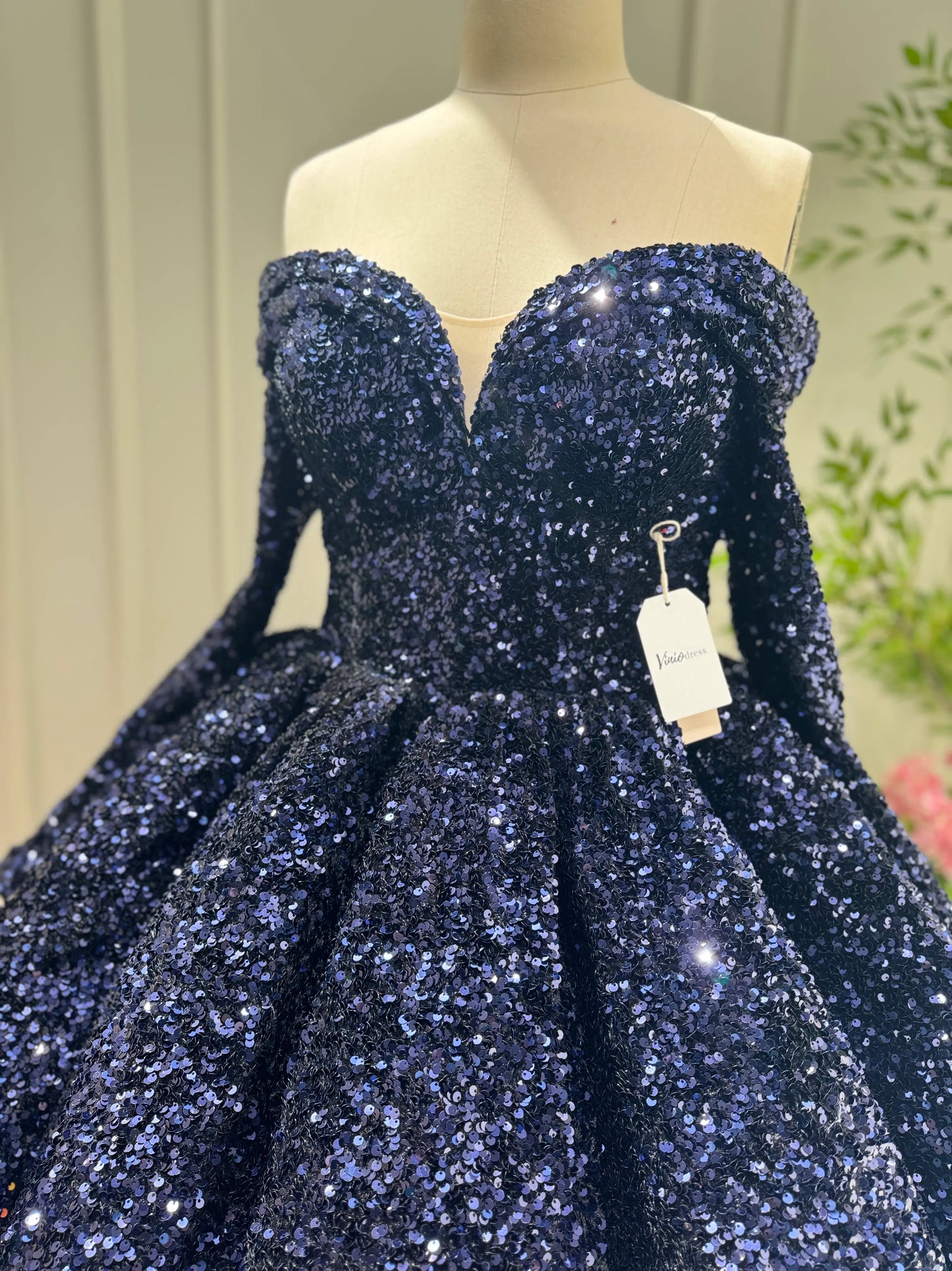 Midnight Ombre Glitter Ball Gown | Sequin Quinceañera & Debutante Dress with Long Sleeves 66991-Quinceanera Dresses 2025 -Viniodress-Gold-Custom Size-