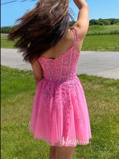Mint Lace Homecoming Dresses Spaghetti Strap Short Prom Dress SD1177-Homecoming Dresses 2025 -Viniodress-Mint-Custom Size-