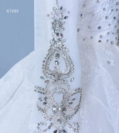 Mock Neck Long Sleeve Wedding Dresses Luxury Bridal Gowns 67333 Viniodress-wedding dresses 2025 -Viniodress-As Picture-Custom Size-