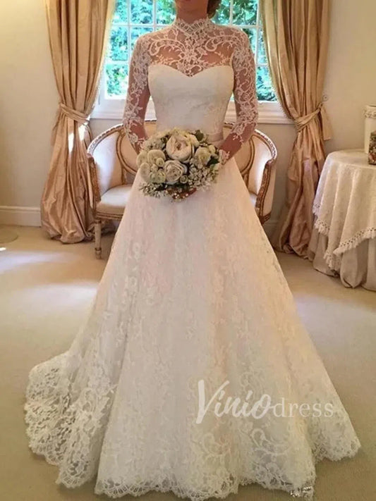 Modest Classy Wedding Dresses with Long Sleeves VW1249-wedding dresses-Viniodress-Ivory-Custom Size-Viniodress