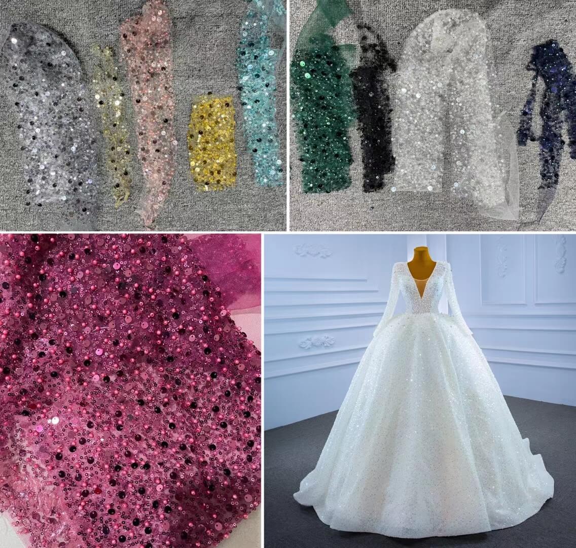 Modest High Neck Pearl Wedding Dresses with Sleeves 67265 VINIODRESS-wedding dresses 2025 -Viniodress-Ivory-Custom Size-